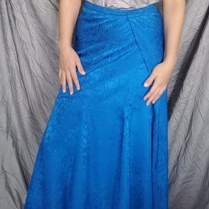 Nora Noh Vintage Silk Maxi Skirt in Cobalt Blue Women's Size 14